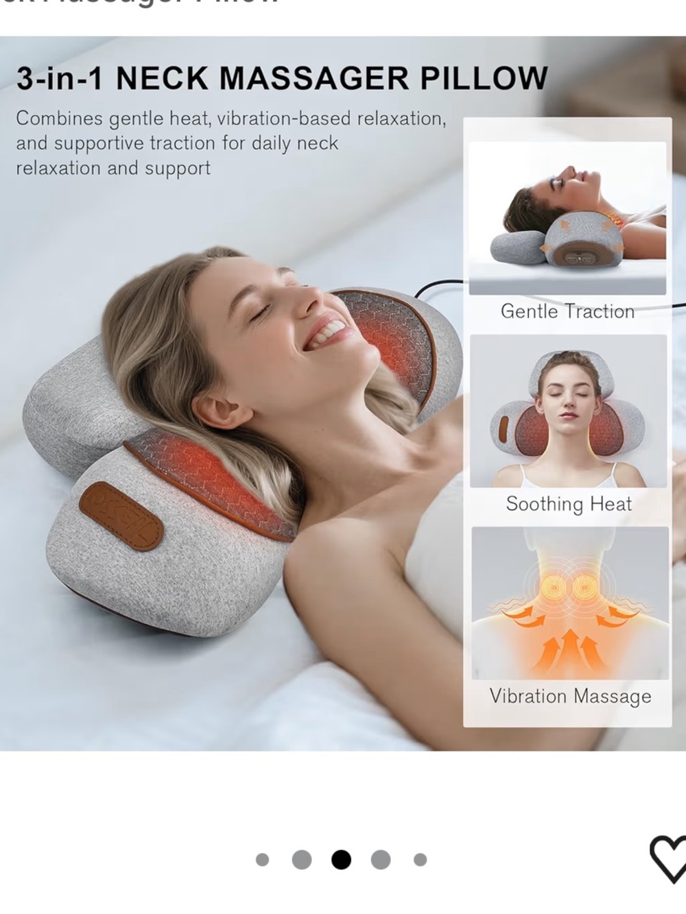 Lifiora 3-in-1 Neck Massager Pillow - Light Gray